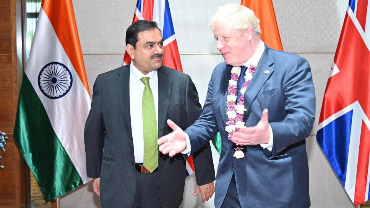 British Prime Minister Boris Johnson visits Adani Group headquarters